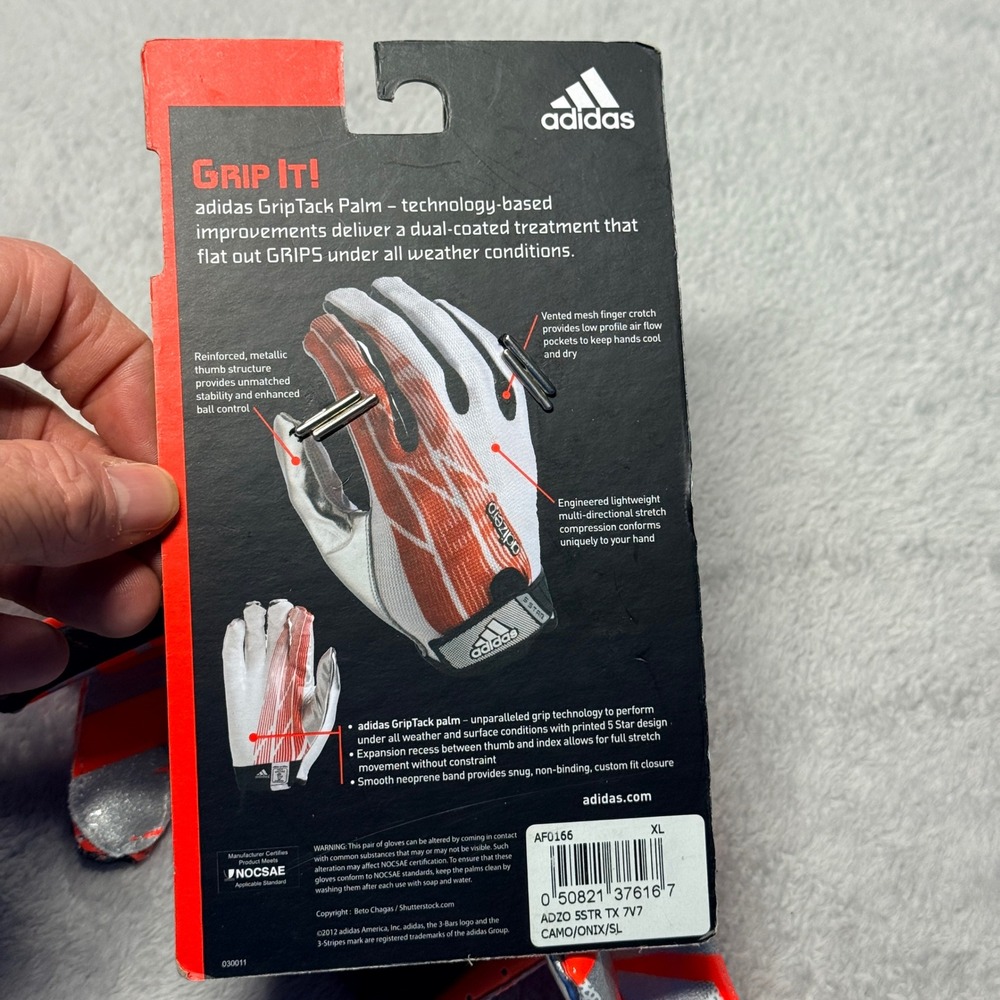 Adidas Adizero 5 Star Football Gloves Mens XL Red Black Camo AF0166 GripTack - Picture 5 of 5